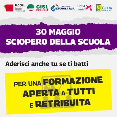 Sciopero del 30 maggio. Per una formazione aperta a tutti e retribuita
