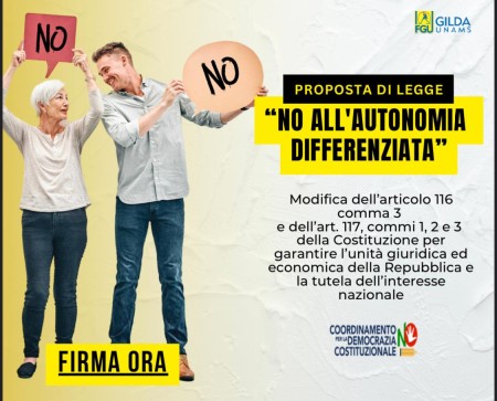 NO all&#039;autonomina differenziata. Affrettatevi a firmare, la raccolta sta per terminare!