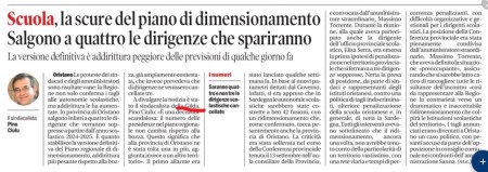 Oggi su La Nuova. La scure del piano di dimensionamento. Salgono a quattro le dirigenze che spariranno