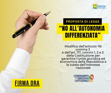 NO all&#039;autonomima differenziata. Proposta di legge popolare. FIRMA ANCHE TU