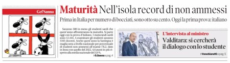 Oggi u La Nuova. Maturità. Nell&#039;Isola record di non ammessi